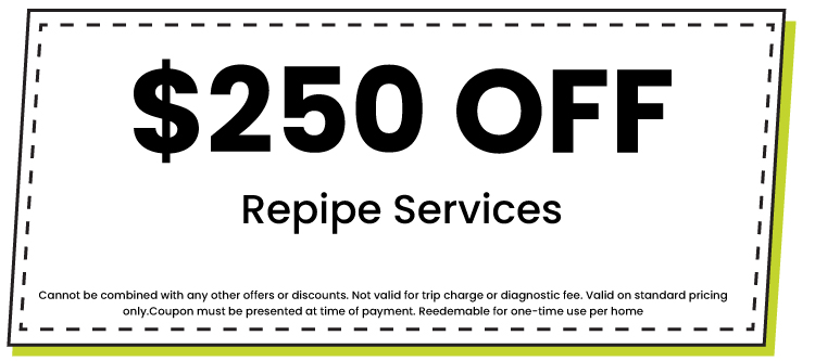 0 off coupon for repipe services, highlighting savings on trenchless plumbing solutions from Jersey Trenchless LLC.